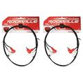 (2) Rockville RCDR3RR 3 Dual RCA to Dual RCA Right Angle Cables 100% Copper