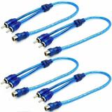 4 Absolute RCA Audio Cable Y Adapter Splitter 1 Female to 2 Male Plug Cable