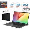 Newest ASUS VivoBook 14-inch FHD 1080p Laptop PC AMD Ryzen 7 3700U 12GB DDR4 512GB PCIe SSD Fingerprint Reader Backlit Keyboard AMD Radeon RX Vega 10 Graphics W10 Home w/Mazepoly Accessories