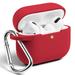 AirPods Pro Case 2019 2020 [Front LED Visible] GMYLE Silicone Protective Wireless Charging Earbuds Case Cover Skin with Keychain Kit Set Compatible Fit for Apple AirPods Pro (True Red)