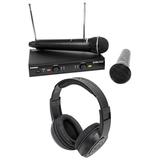 SAMSON Stage 200 Dual VHF Handheld Wireless Microphones+Headphones - C Band