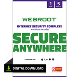 Webroot Internet Security Complete with Antivirus Protection for 5 Device 1 Year Subscription â€“ Windows/Chrome/MacOS/Android/Apple iOS [Digital Download]