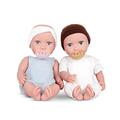 Babi 2 Baby Puppen Zwillinge Mädchen Junge mit Kleidung und Schnuller – Weiche 36 cm Puppen mit mittlerem Hautton und blauen Augen – Spielzeug Set ab 3 Jahre