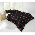 Loussiesd Cute Mushroom Comforter Set Single Size Kids Girls Bedding Set Lightweight Botanical Duvet Set Includes 1 Comforter + 1 Pillow Case Red Black