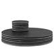 Argon Tableware 12 Piece Linea Round Slate Placemats & Coasters Set - Rustic Natural Dining Table Drinks Mats - Grey