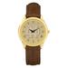 Men's Gold/Brown Notre Dame Fighting Irish Medallion Leather Wristwatch