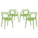 Modern Contemporary Urban Design Outdoor Kitchen Room Dining Chair Set ( Set of 4) Green Plastic