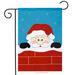 Peek -A-Boo Santa Garden Flag Christmas Applique Chimney Banner 12.5 x 18