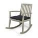 Yvonne Patio Rocking Chair Acacia Wood Frame Traditional Wire-Brush Light Gray Finish with Dark Gray Cushions
