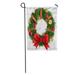 LADDKE Red Garland Christmas Wreath Ribbons Balls and Bow Green Xmas Garden Flag Decorative Flag House Banner 28x40 inch
