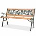 Dcenta 2 Persons Garden Bench with Rose-Patterned Backrest Floral Accented Metal Garden Patio Bench Cast Aluminum 48 x 20 x 28.7 (W x D x H)