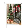 ABPHQTO Christmas Interior Natural Light Christmas Tree Fireplace Home Outdoor Garden Flag House Banner Size 28x40 Inch