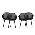 GDF Studio Barbados Outdoor Modern Dining Chair Set of 4 Black