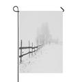 ECZJNT Winter landscape depicting a tree a fence and snow Garden Flag Outdoor Flag Home Party Garden Decor 28x40 Inch