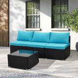 Ainfox 4 Pcs Outdoor Patio Furniture Sofa Set on Sale Blue