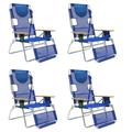 Ostrich 3-N-1 Altitude Outdoor Lounge Reclining 16 Tall Chair Blue (4 Pack)