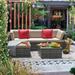 Lacoo 5 Pieces Patio Sectional Sofa Sets All-Weather PE Rattan Conversation Sets With Glass Table Gray