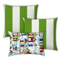Joita Home Louisiana Beaches Indoor/Outdoor Pillow Set of 2 Large & 1 Lumbar Pillow Red Blue Navy