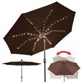 Sunrise Outdoor Patio 9 Battery Operated 80 LED Lighted Umbrella with Crank Tilt (Brown)