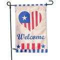 Patriotic Welcome Double Sided Garden Flag and Flagpole Patriotic Outdoor Decorative Flag for Homes Yards and Gardens 12 x 18 Inch Flag with 36 Inch Flagpole