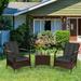 Gymax 3PCS Outdoor Patio Rattan Conversation Set Furniture Set w/ Table Cushions