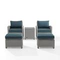 Crosley Furniture Bradenton 5-piece Fabric Outdoor Chair Set in Navy/Gray