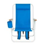 Folding Beach Chair Portable Backpack Beach Chair Patio Folding Lightweight Camping Chairs Outdoor Garden Park Pool Side Lounge Chair with Cup Holder Blue