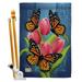 Breeze Decor BD-BG-HS-104078-IP-BO-D-US12-BD 28 x 40 in. Monarch Butterflies Garden Friends Bugs & Frogs Impressions Decorative Vertical Double Sided House Flag Set & Pole Bracket Hardware