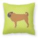 Carolines Treasures BB3847PW1818 Pug Checkerboard Green Fabric Decorative Pillow