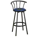 The Furniture King Bar Stool Black Metal with an Outdoor Adventure Themed Decal (Fishing Green - Blue)