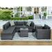 Patio Outdoor Furniture Sets 8 Pieces All-Weather Rattan Sectional Sofa with 2 Tea Tables and Cushions PE Rattan Wicker Sofa Couch Conversation Set for Garden Backyard Poolside