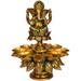 Exotic India ZCF94 Lord Lotus Lamp (Eleven Wicks) Ganesha Brass Statue Multicolor