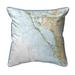 Betsy Drake Interiors Sarasota Bay FL Nautical Map Extra Large Zippered Indoor/Outdoor Pillow 22x22