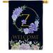 Breeze Decor H130260-BO 28 x 40 in. Welcome Z Initial House Flag with Spring Floral Double-Sided Decorative Vertical Flags Decoration Banner Garden Yard Gift