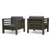 Noble House Oana Outdoor Acacia Wood Club Chair in Gray and Dark Gray (Set of 2)