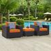 Modway Convene 3 Piece Outdoor Patio Sofa Set in Espresso Orange