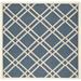 SAFAVIEH Courtyard Jasper Geometric Bordered Indoor/Outdoor Area Rug 4 x 4 Square Navy/Beige