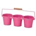 Houston International Trading 8331E HPK Enameled Galvanized Triple Planter HotPink