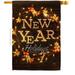 Brightly New Year House Flag Winter Fireworks Countdown Clock Season Wintertime Snow Decoration Banner Small Garden Yard Gift Double-Sided Made In USA 28 X 40