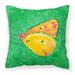 Carolines Treasures 8861PW1818 Butterfly Orange on Green Canvas Fabric Decorative Pillow 18H x18W multicolor