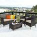 Patiojoy 4 PCS Patio Rattan Wicker Furniture Set Outdoor with Cushions