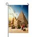 ABPHQTO Camel Rests Near Ruins Entrance To Pyramid Home Outdoor Garden Flag House Banner Size 28x40 Inch