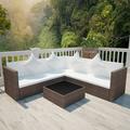 Suzicca 4 Piece Patio Set with Cushions Poly Rattan Brown