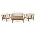 GDF Studio Saman Outdoor 4 Seater Acacia Wood Chat Set with Cushions Teak and Beige