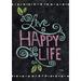 Toland Home Garden Happy Life Chalkboard Positive Happy Flag Double Sided 28x40 Inch