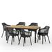 Lorena Wood and Resin Outdoor 7 Piece Dining Set Black and Teak