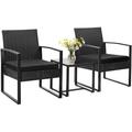 Walnew Patio Furniture Cushioned PE Rattan Bistro Chairs Set of 2 with Table 3 Piece