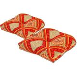 Tempo Outdoor Spanish Tile Red and Orange Cushion Seat Set of Two