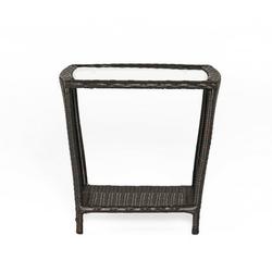 Keenan Outdoor Multibrown Wicker Side Table with Glass Top