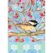 Toland Home Garden Winter Woods Chickadee Bird Winter Flag Double Sided 28x40 Inch